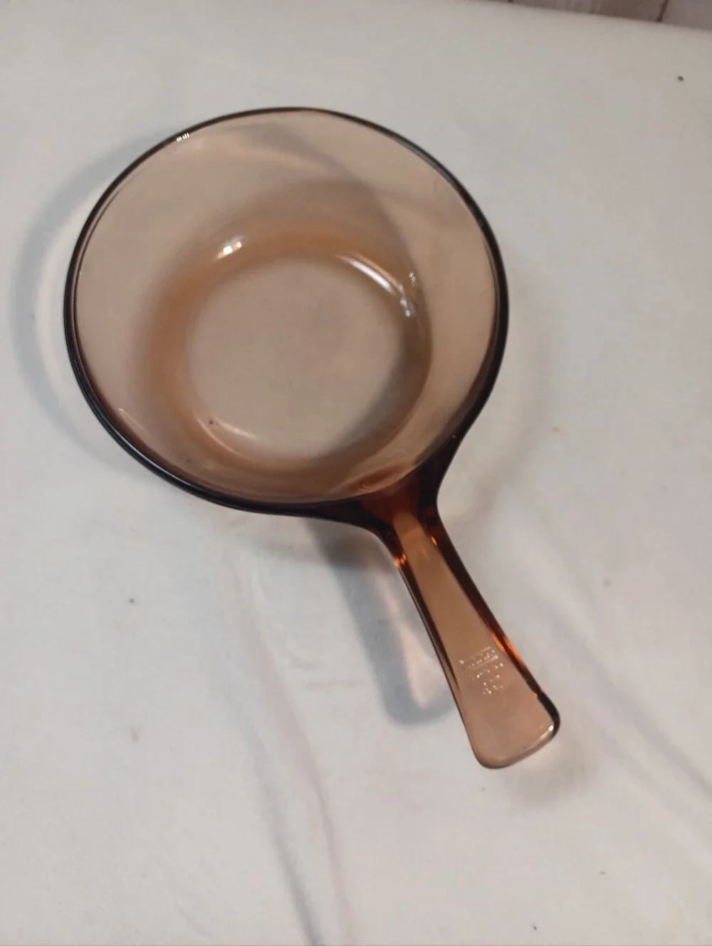 Corning Visions vintage brown  pyrex amber glass  small pot with  lid.
